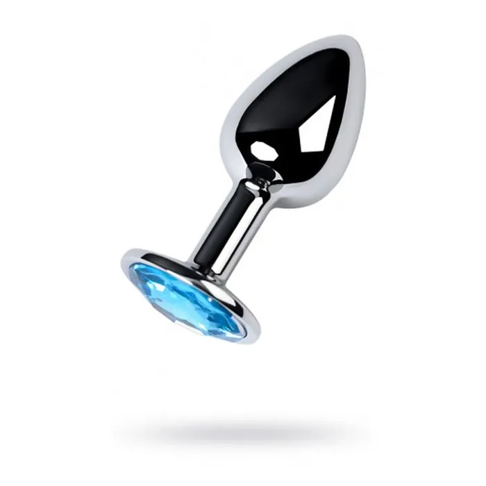 Anal Metal Silver Metal Anal Plug w Topaz Crystal Small