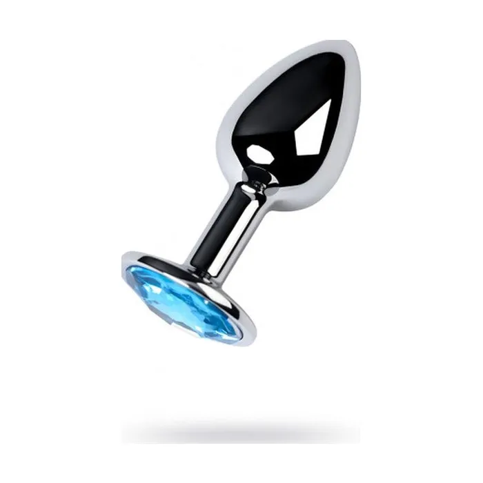 Anal Metal Silver Metal Anal Plug w Topaz Crystal Small