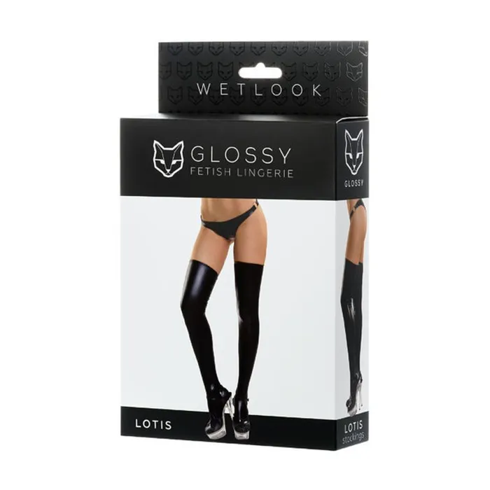 Glossy Lotis Wetlook Stockings Black SXL Glossy Anal