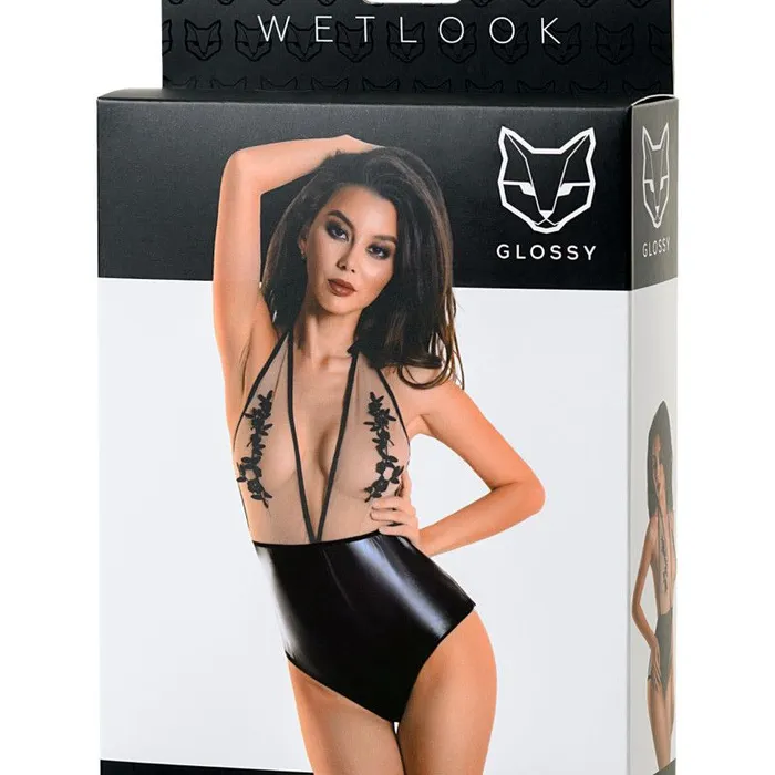 Glossy Wetlook Bodysuit Kiara Black Small Glossy Anal
