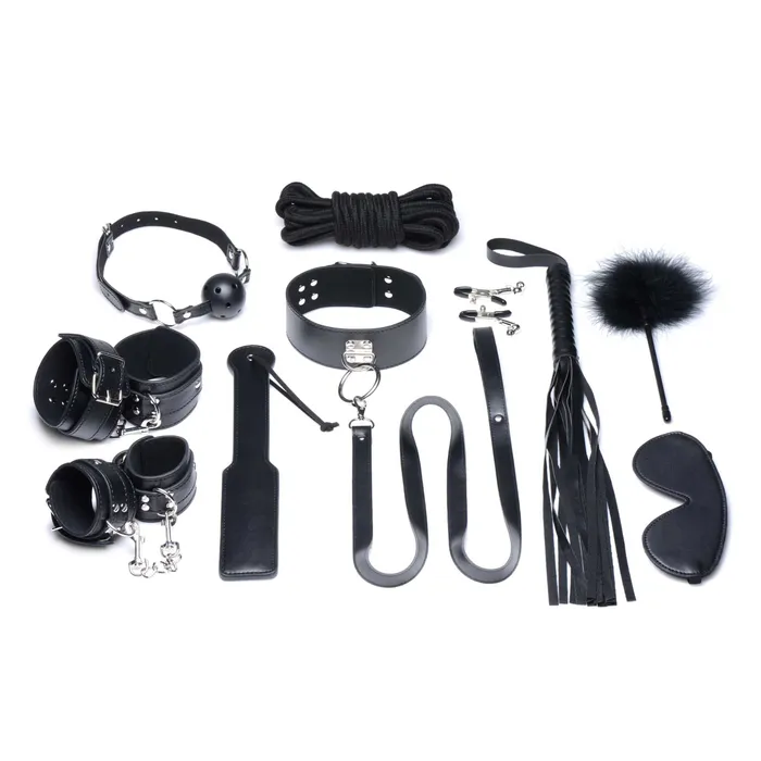 iloveexcitement Couples Strict Deluxe 10 Piece Bondage Set Black