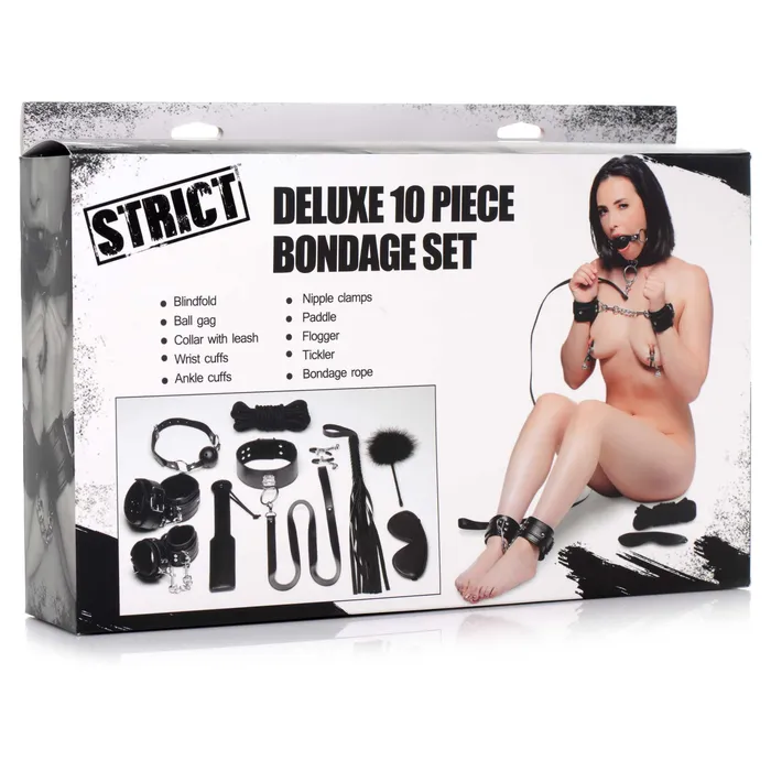 iloveexcitement Couples Strict Deluxe 10 Piece Bondage Set Black