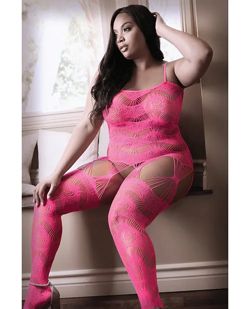 Vibrators Sheer Fantasy To The Moon Multi Garter Bodystocking Neon Pink Fantasy Lingerie Vibrators Sheer Fantasy To The Moon Multi Garter Bodystocking Neon Pink Fantasy Lingerie