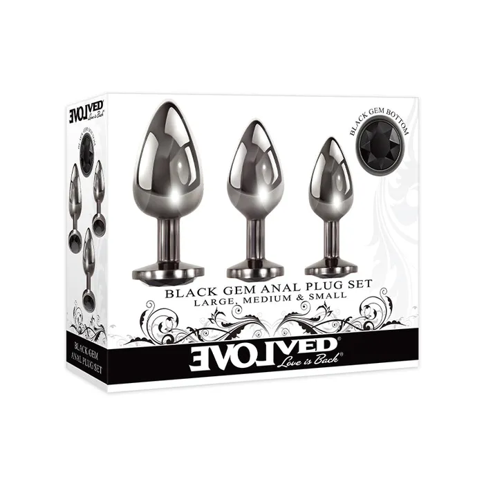 Anal Evolved Evolved Black Gem Anal Plug Set 3Pc