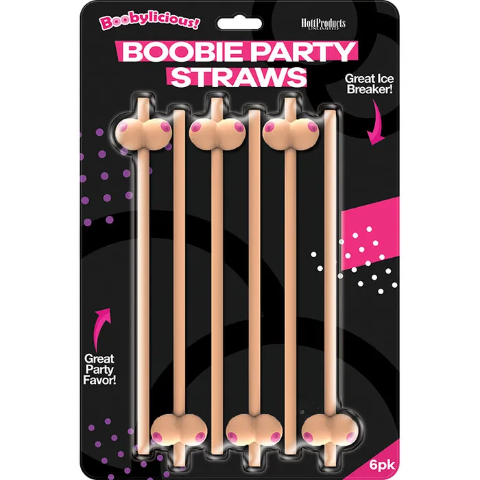 Dildos Boobie Straws Flesh Color 6Pk Hott Products Unlimited