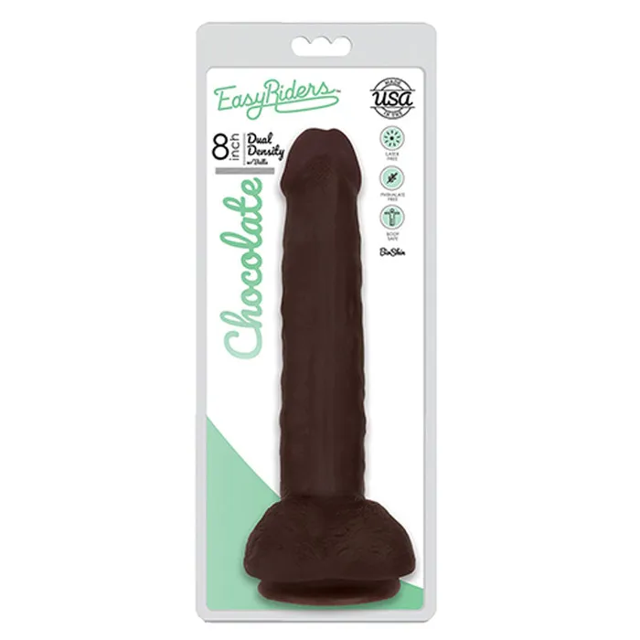 Easy Rider Bioskin Dong 8In WBalls Choc Curve Novelties Dildos