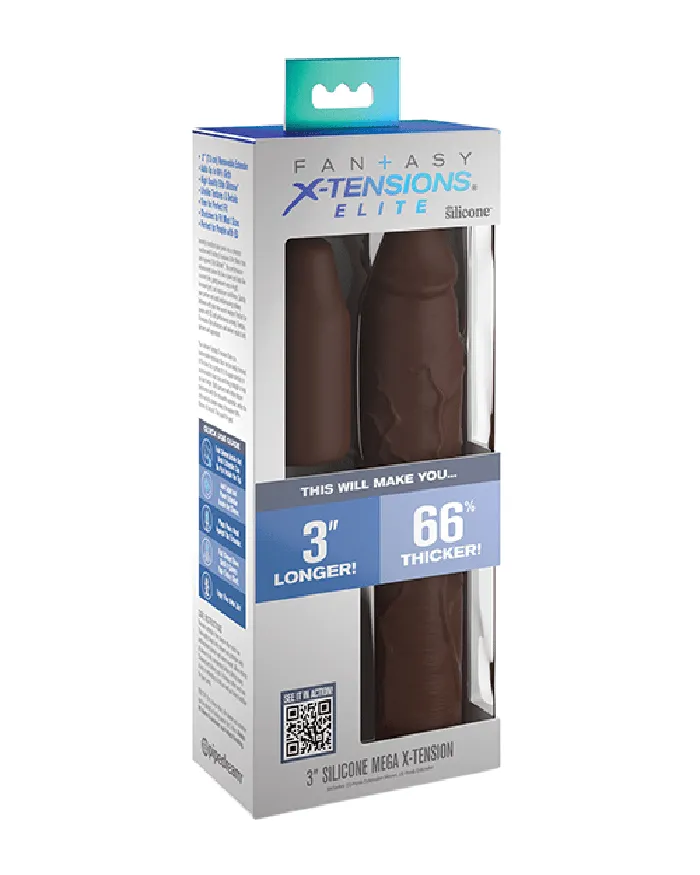 Fantasy 9 Inch Silicone Penis Extension with 3 inch Plug Chocolate Pipedream Products Male Sex Toys