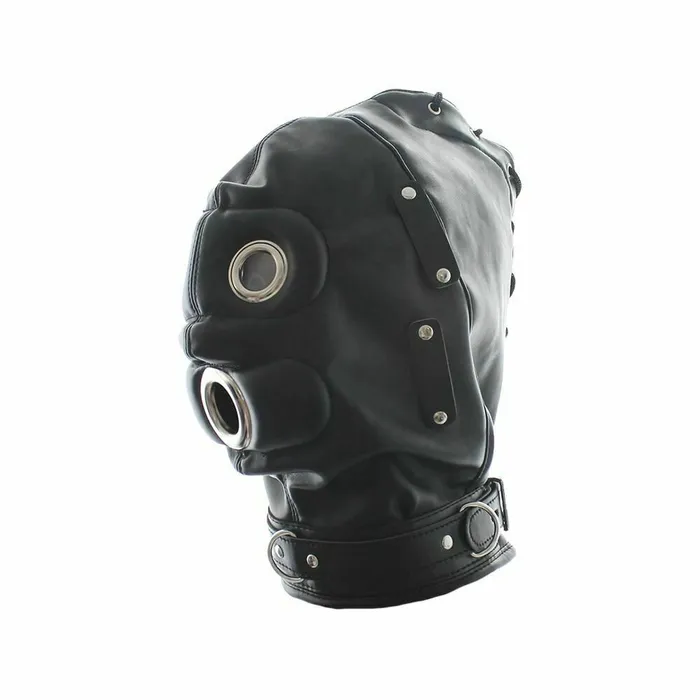 Hoods Black Full Hood Blindfold Dildo Gag Bdsm Sex Mask Headgear Fetish Kink House of Dasein Anal