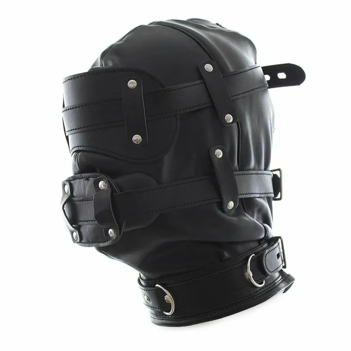 Hoods Black Full Hood Blindfold Dildo Gag Bdsm Sex Mask Headgear Fetish Kink House of Dasein Anal
