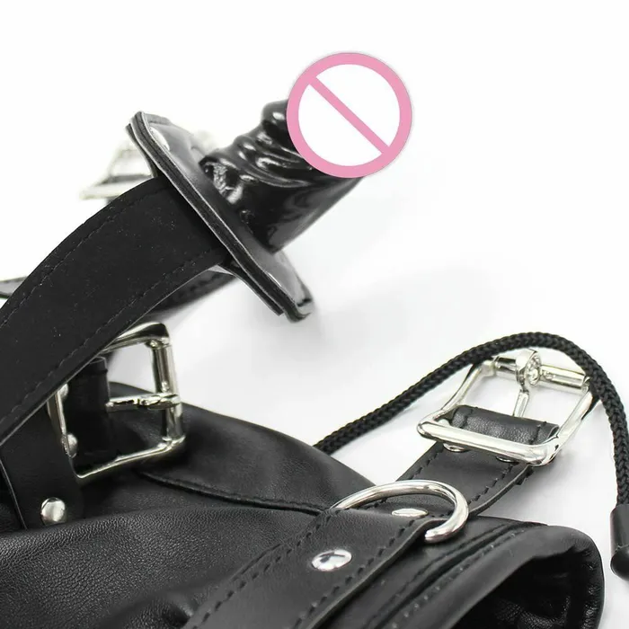 Hoods Black Full Hood Blindfold Dildo Gag Bdsm Sex Mask Headgear Fetish Kink House of Dasein Anal