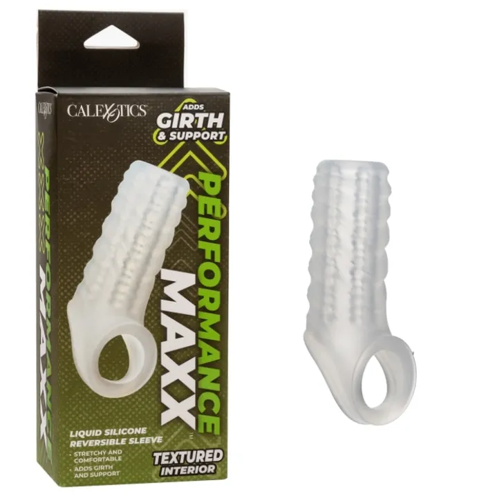 Male Sex Toys CalExotics Performance Maxx Liquid Silicone Reversible Clear Penis Sleeve