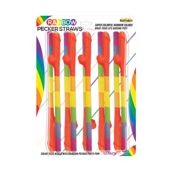 Rainbow Pecker Straws 10Pk Hott Products Unlimited Anal