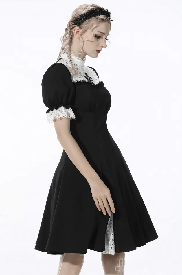 Anal EVEs SECRETS Gothic Cross Dress with Lace Trim and Black Lolita Flair