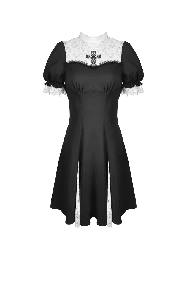 Anal EVEs SECRETS Gothic Cross Dress with Lace Trim and Black Lolita Flair