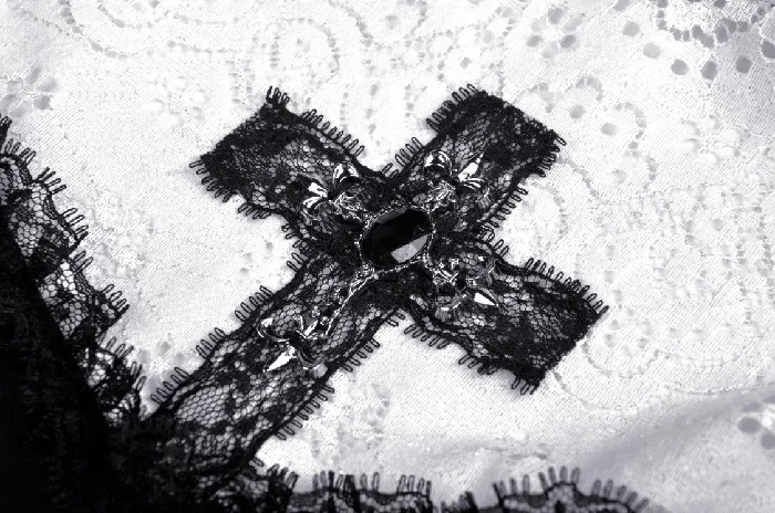 Anal EVEs SECRETS Gothic Cross Dress with Lace Trim and Black Lolita Flair