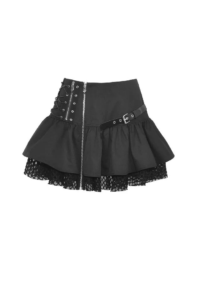 Couples EVEs SECRETS Gothic Skirt with LaceUp Zipper and Buckle Embellishments