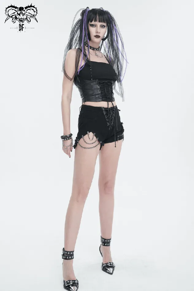 EVEs SECRETS Couples Gothic Punk Spaghetti Strap Camis with Laceup