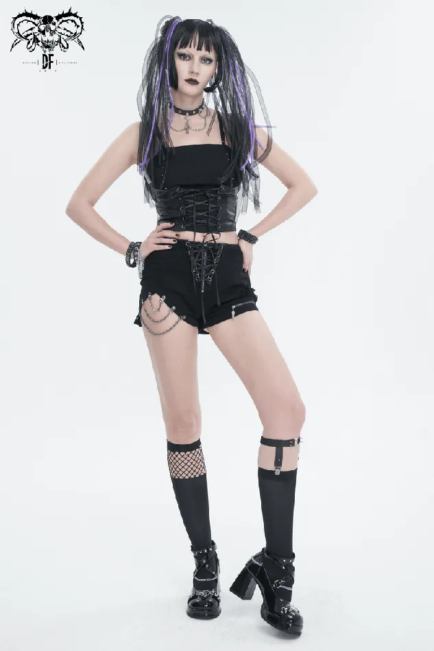 EVEs SECRETS Couples Gothic Punk Spaghetti Strap Camis with Laceup