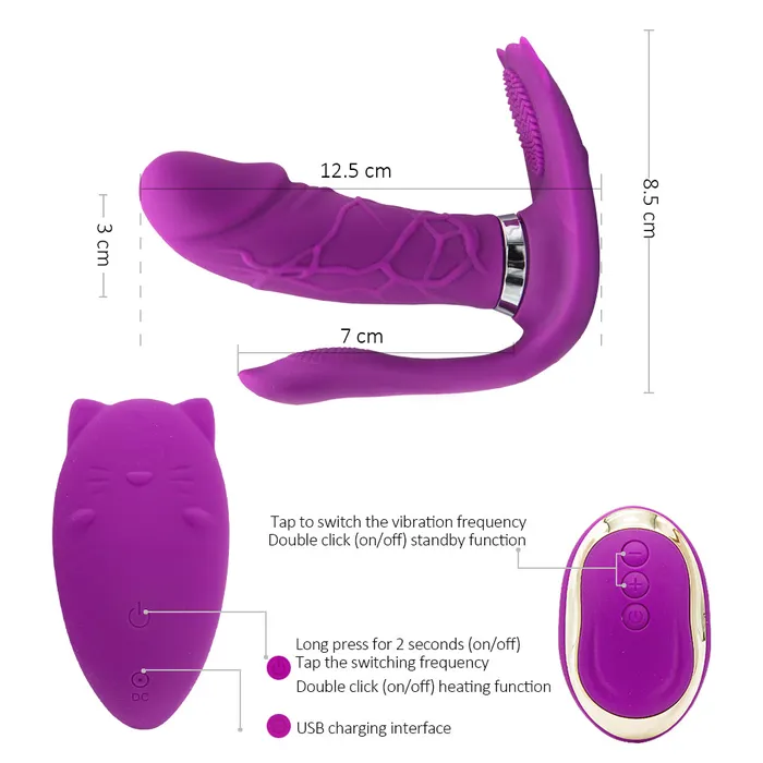JazzToy Female Sex Toys Heating Remote Control Wearable Panty Vibrator for Women