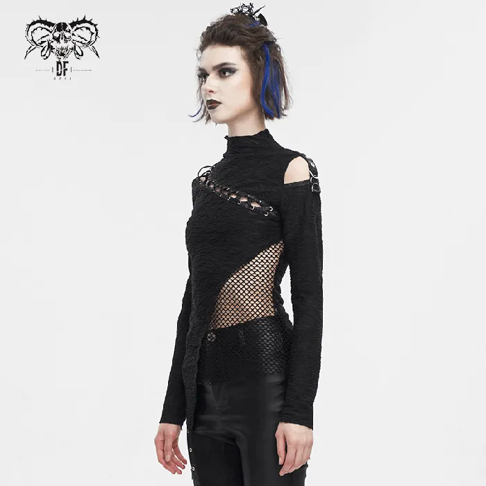 Male Sex Toys EVEs SECRETS Goth Patchwork HalfTurtleneck with Asymmetrical Hem