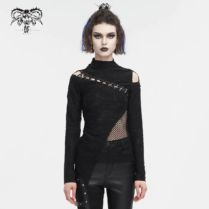 Male Sex Toys EVEs SECRETS Goth Patchwork HalfTurtleneck with Asymmetrical Hem