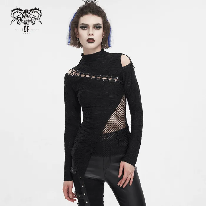Male Sex Toys EVEs SECRETS Goth Patchwork HalfTurtleneck with Asymmetrical Hem