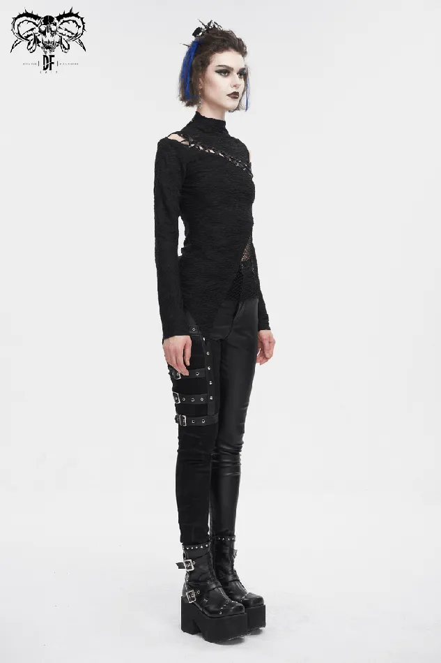 Male Sex Toys EVEs SECRETS Goth Patchwork HalfTurtleneck with Asymmetrical Hem