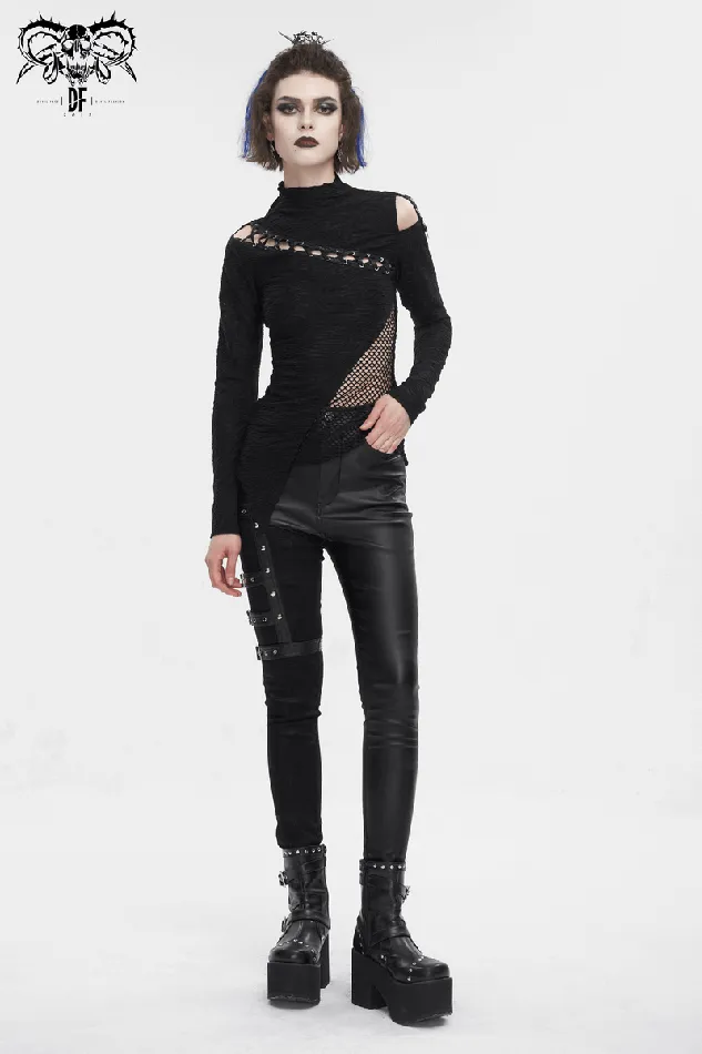 Male Sex Toys EVEs SECRETS Goth Patchwork HalfTurtleneck with Asymmetrical Hem
