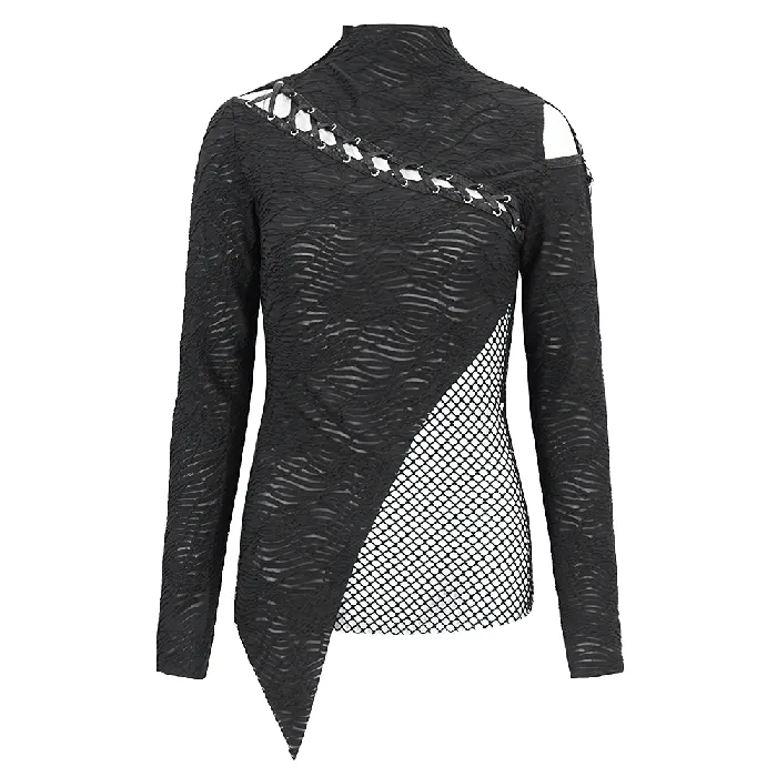 Male Sex Toys EVEs SECRETS Goth Patchwork HalfTurtleneck with Asymmetrical Hem