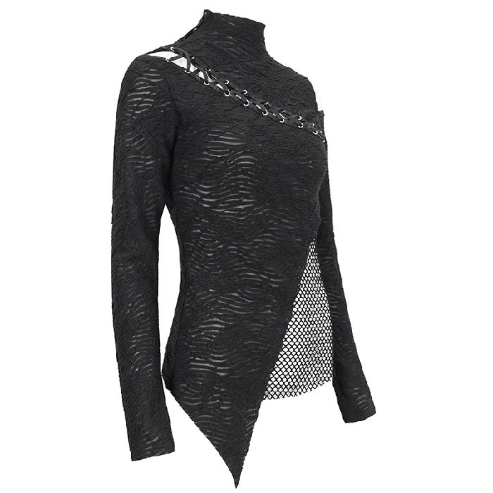 Male Sex Toys EVEs SECRETS Goth Patchwork HalfTurtleneck with Asymmetrical Hem