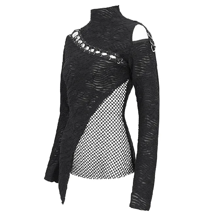 Male Sex Toys EVEs SECRETS Goth Patchwork HalfTurtleneck with Asymmetrical Hem