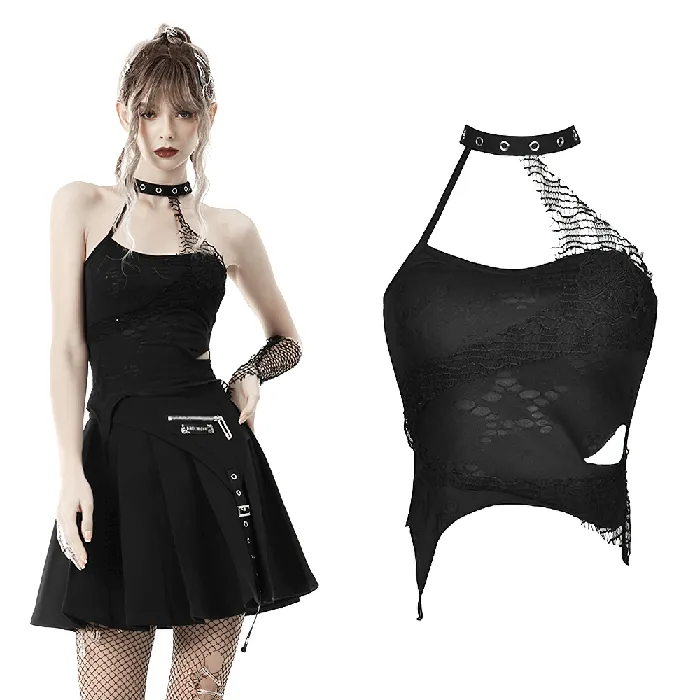 Stylish Halter Top with Asymmetrical Design and LaceUp Back EVEs SECRETS Couples